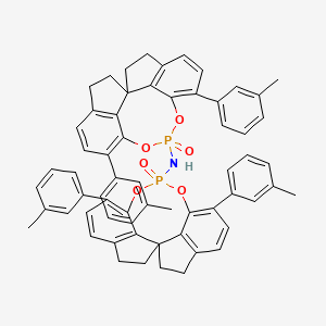 molecular formula C62H53NO6P2 B12937408 N-[1,10-bis(3-methylphenyl)-12-oxo-4,5,6,7-tetrahydroiindeno[7,1-de:1',7'-fg][1,3,2]dioxaphosphocin-12-yl]-1,10-bis(3-methylphenyl)-12-oxo-4,5,6,7-tetrahydroiindeno[7,1-de:1',7'-fg][1,3,2]dioxaphosphocin-12-amine 
