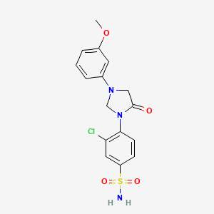 molecular formula C16H16ClN3O4S B12937518 Benzenesulfonamide, 3-chloro-4-(3-(3-methoxyphenyl)-5-oxo-1-imidazolidinyl)- CAS No. 53298-11-6