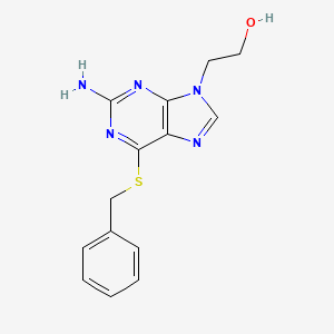 molecular formula C14H15N5OS B12937521 2-(2-Amino-6-(benzylthio)-9H-purin-9-yl)ethanol CAS No. 2852-31-5