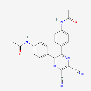 molecular formula C22H16N6O2 B12937534 N,N'-((5,6-Dicyanopyrazine-2,3-diyl)bis(4,1-phenylene))diacetamide CAS No. 566149-79-9