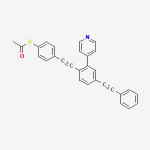 molecular formula C29H19NOS B12937551 S-(4-((4-(Phenylethynyl)-2-(pyridin-4-yl)phenyl)ethynyl)phenyl) ethanethioate 