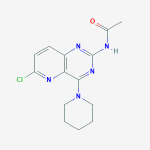 molecular formula C14H16ClN5O B12937596 N-(6-Chloro-4-(piperidin-1-yl)pyrido[3,2-d]pyrimidin-2-yl)acetamide CAS No. 917757-84-7