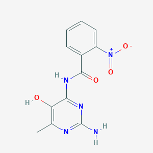 molecular formula C12H11N5O4 B12937676 N-(2-Amino-5-hydroxy-6-methylpyrimidin-4-yl)-2-nitrobenzamide CAS No. 61581-43-9