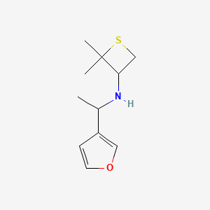 molecular formula C11H17NOS B12937721 N-(1-(Furan-3-yl)ethyl)-2,2-dimethylthietan-3-amine 
