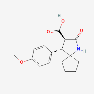 molecular formula C16H19NO4 B12937763 Rel-(3R,4S)-4-(4-methoxyphenyl)-2-oxo-1-azaspiro[4.4]nonane-3-carboxylic acid 