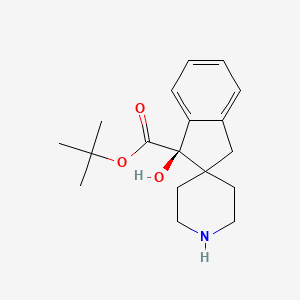 molecular formula C18H25NO3 B12937808 tert-Butyl (R)-1-hydroxy-1,3-dihydrospiro[indene-2,4'-piperidine]-1-carboxylate 