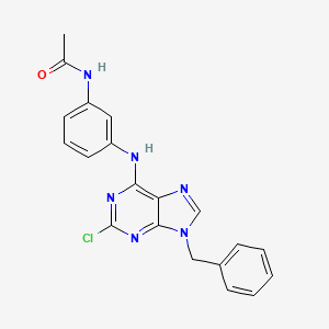 molecular formula C20H17ClN6O B12937985 Acetamide, N-(3-((2-chloro-9-(phenylmethyl)-9H-purin-6-yl)amino)phenyl)- CAS No. 125827-88-5
