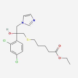 molecular formula C19H24Cl2N2O3S B12938011 Ethyl 5-(2-(2,4-dichlorophenyl)-2-hydroxy-3-(imidazol-1-yl)propylthio)pentanoate CAS No. 87049-55-6