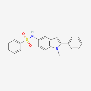 molecular formula C21H18N2O2S B12938051 Benzenesulfonamide, N-(1-methyl-2-phenyl-1H-indol-5-yl)- CAS No. 741709-21-7