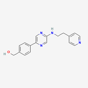 molecular formula C18H18N4O B12938077 Benzenemethanol, 4-[5-[[2-(4-pyridinyl)ethyl]amino]pyrazinyl]- CAS No. 821783-88-4