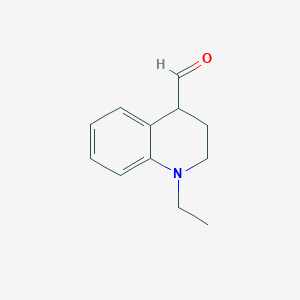 molecular formula C12H15NO B12938085 1-Ethyl-1,2,3,4-tetrahydroquinoline-4-carbaldehyde 