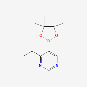 molecular formula C12H19BN2O2 B12938096 4-Ethyl-5-(4,4,5,5-tetramethyl-1,3,2-dioxaborolan-2-yl)pyrimidine CAS No. 1375303-42-6