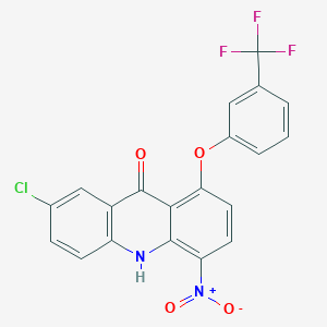 molecular formula C20H10ClF3N2O4 B12938100 7-Chloro-4-nitro-1-(3-(trifluoromethyl)phenoxy)acridin-9(10H)-one CAS No. 61290-22-0