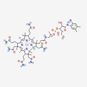 molecular formula C62H89CoN13O14P- B12938125 cobalt;[5-(5,6-dimethylbenzimidazol-1-yl)-4-hydroxy-2-(hydroxymethyl)oxolan-3-yl] 1-[3-[(4Z,9Z,14Z)-2,13,18-tris(2-amino-2-oxoethyl)-7,12,17-tris(3-amino-3-oxopropyl)-3,5,8,8,13,15,18,19-octamethyl-2,7,12,17-tetrahydro-1H-corrin-21-id-3-yl]propanoylamino]propan-2-yl hydrogen phosphate 