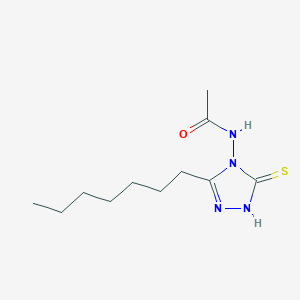 molecular formula C11H20N4OS B12938140 N-(3-Heptyl-5-sulfanylidene-1,5-dihydro-4H-1,2,4-triazol-4-yl)acetamide CAS No. 32444-85-2