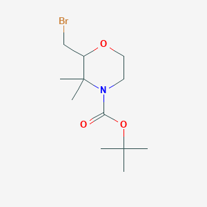 molecular formula C12H22BrNO3 B12938151 Tert-butyl 2-(bromomethyl)-3,3-dimethylmorpholine-4-carboxylate 
