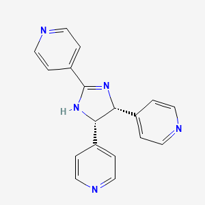 molecular formula C18H15N5 B12938252 4,4',4''-(Cis-4,5-dihydro-1H-imidazole-2,4,5-triyl)tripyridine 