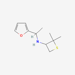 molecular formula C11H17NOS B12938278 N-(1-(Furan-2-yl)ethyl)-2,2-dimethylthietan-3-amine 