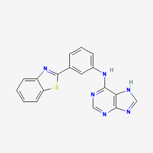 molecular formula C18H12N6S B12938354 N-(3-(benzo[d]thiazol-2-yl)phenyl)-9H-purin-6-amine CAS No. 920519-49-9
