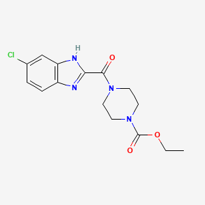 molecular formula C15H17ClN4O3 B12938413 ethyl 4-(6-chloro-1H-benzimidazole-2-carbonyl)piperazine-1-carboxylate CAS No. 73903-09-0