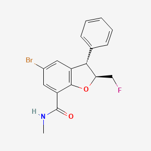 molecular formula C17H15BrFNO2 B12938444 Rel-(2S,3S)-5-bromo-2-(fluoromethyl)-N-methyl-3-phenyl-2,3-dihydrobenzofuran-7-carboxamide 