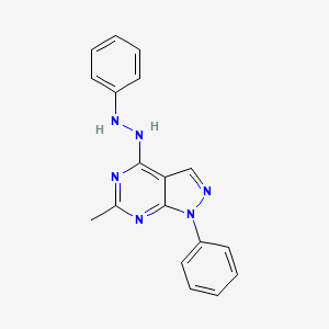 molecular formula C18H16N6 B12938451 6-Methyl-1-phenyl-4-(2-phenylhydrazinyl)-1h-pyrazolo[3,4-d]pyrimidine CAS No. 5346-46-3