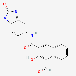 molecular formula C19H11N3O4 B12938591 4-Formyl-3-hydroxy-N-(2-oxo-2H-benzo[d]imidazol-5-yl)-2-naphthamide CAS No. 55447-62-6