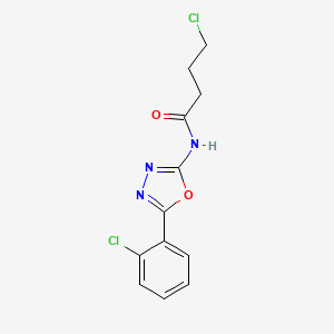 molecular formula C12H11Cl2N3O2 B12938726 4-Chloro-N-[5-(2-chlorophenyl)-1,3,4-oxadiazol-2-yl]butanamide CAS No. 90147-10-7