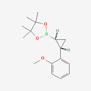molecular formula C16H23BO3 B12938754 Rel-2-((1R,2S)-2-(2-methoxyphenyl)cyclopropyl)-4,4,5,5-tetramethyl-1,3,2-dioxaborolane 