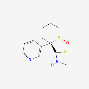 molecular formula C12H16N2OS2 B12938761 Rel-(1R,2S)-N-methyl-2-(pyridin-3-yl)tetrahydro-2H-thiopyran-2-carbothioamide 1-oxide 