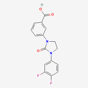 molecular formula C16H12F2N2O3 B12938903 Benzoic acid, 3-[3-(3,4-difluorophenyl)-2-oxo-1-imidazolidinyl]- CAS No. 651749-06-3