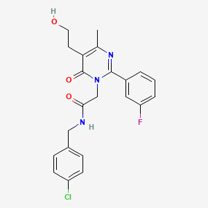 molecular formula C22H21ClFN3O3 B12938960 N-(4-Chlorobenzyl)-2-(2-(3-fluorophenyl)-5-(2-hydroxyethyl)-4-methyl-6-oxopyrimidin-1(6H)-yl)acetamide 
