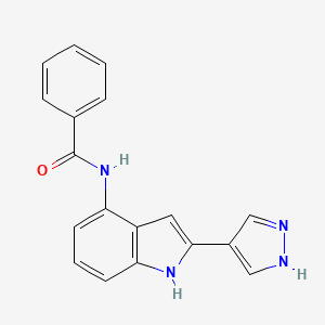 molecular formula C18H14N4O B12939048 N-(2-(1H-Pyrazol-4-yl)-1H-indol-4-yl)benzamide CAS No. 827318-32-1