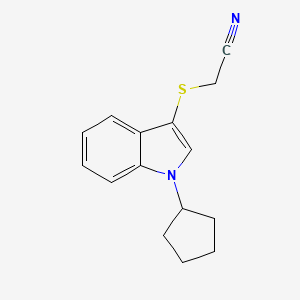 molecular formula C15H16N2S B12939136 [(1-Cyclopentyl-1H-indol-3-yl)sulfanyl]acetonitrile CAS No. 61021-39-4