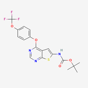 molecular formula C18H16F3N3O4S B12939311 tert-Butyl (4-(4-(trifluoromethoxy)phenoxy)thieno[2,3-d]pyrimidin-6-yl)carbamate 