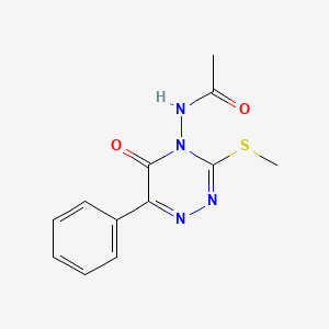 molecular formula C12H12N4O2S B12939517 N-[3-(Methylsulfanyl)-5-oxo-6-phenyl-1,2,4-triazin-4(5H)-yl]acetamide CAS No. 22279-48-7