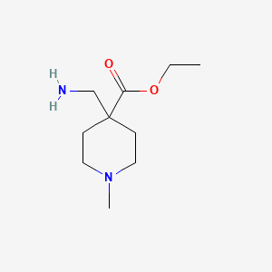 molecular formula C10H20N2O2 B12939714 Ethyl 4-(aminomethyl)-1-methylpiperidine-4-carboxylate 