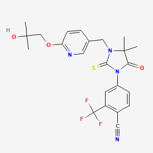 molecular formula C23H23F3N4O3S B12939764 4-(3-((6-(2-Hydroxy-2-methylpropoxy)pyridin-3-yl)methyl)-4,4-dimethyl-5-oxo-2-thioxoimidazolidin-1-yl)-2-(trifluoromethyl)benzonitrile CAS No. 1273068-71-5