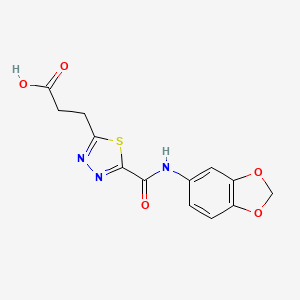 molecular formula C13H11N3O5S B1293992 3-{5-[(1,3-Benzodioxol-5-ylamino)carbonyl]-1,3,4-thiadiazol-2-yl}propanoic acid CAS No. 1142209-53-7