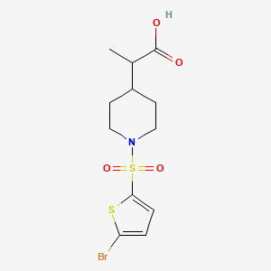 molecular formula C12H16BrNO4S2 B1293996 2-{1-[(5-Bromo-2-thienyl)sulfonyl]piperidin-4-yl}propanoic acid CAS No. 1142210-23-8