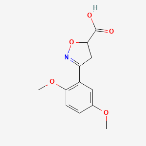 molecular formula C12H13NO5 B1294017 3-(2,5-Dimethoxyphenyl)-4,5-dihydroisoxazole-5-carboxylic acid CAS No. 1018143-27-5