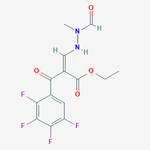 molecular formula C14H12F4N2O4 B129402 2,3,4,5-Tetrafluoro-alpha-[(2-formyl-2-methylhydrazinyl)methylene]-beta-oxobenzenepropanoic Acid Ethyl Este CAS No. 100276-64-0