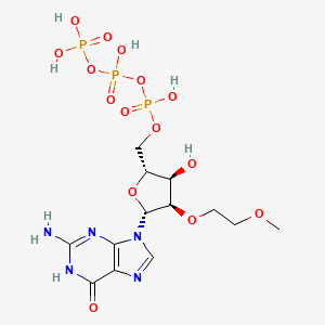 molecular formula C13H22N5O15P3 B12940589 [[(2R,3R,4R,5R)-5-(2-amino-6-oxo-1H-purin-9-yl)-3-hydroxy-4-(2-methoxyethoxy)oxolan-2-yl]methoxy-hydroxyphosphoryl] phosphono hydrogen phosphate 