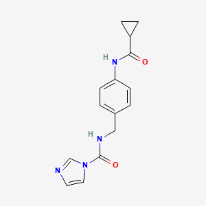 molecular formula C15H16N4O2 B1294062 N-{4-[(cyclopropylcarbonyl)amino]benzyl}-1H-imidazole-1-carboxamide 
