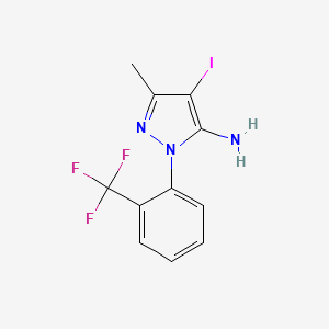 molecular formula C11H9F3IN3 B1294065 4-iodo-3-methyl-1-[2-(trifluoromethyl)phenyl]-1H-pyrazol-5-amine 