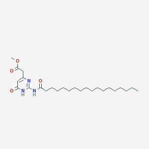molecular formula C25H43N3O4 B12941332 Methyl 2-(6-oxo-2-stearamido-1,6-dihydropyrimidin-4-yl)acetate CAS No. 86944-11-8