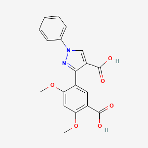 molecular formula C19H16N2O6 B1294147 3-(5-carboxy-2,4-dimethoxyphenyl)-1-phenyl-1H-pyrazole-4-carboxylic acid 