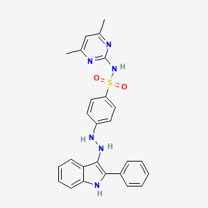 molecular formula C26H24N6O2S B12941545 Benzenesulfonamide, N-(4,6-dimethyl-2-pyrimidinyl)-4-(2-(2-phenyl-1H-indol-3-yl)hydrazino)- CAS No. 88152-01-6
