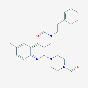 molecular formula C27H36N4O2 B1294192 N-((2-(4-Acetylpiperazin-1-yl)-6-methylquinolin-3-yl)methyl)-N-(2-(cyclohex-1-en-1-yl)ethyl)acetamide 