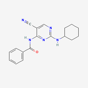 molecular formula C18H19N5O B12943771 N-(5-Cyano-2-(cyclohexylamino)pyrimidin-4-yl)benzamide CAS No. 918662-98-3
